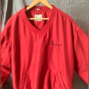 Large Budweiser Hoodless Red Windbreaker